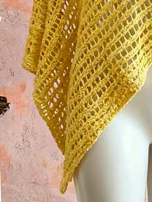 GlowEve 女士优雅纯色不对称下摆镂空针织罩衫，春夏款 - 黃色 - 查看 7