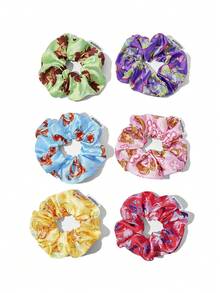 The Winx X SHEIN 6 chiếc dây buộc tóc in hình hoạt hình dễ thương, chất liệu satin bóng mượt, màu sắc kẹo ngọt, thích hợp dùng ở nhà hoặc đi chơi, đặc biệt là cho kiểu tóc đuôi ngựa cao, phong cách Y2K. - Nhiều màu - Xem 6