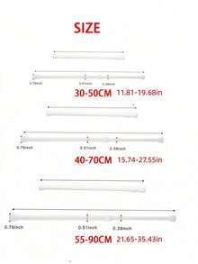 Adjustable Space Divider Rod - 2 Packs Spring Tension Rod, No Drill For Hanging Curtains, Clothes, Room Partition - White - View 15