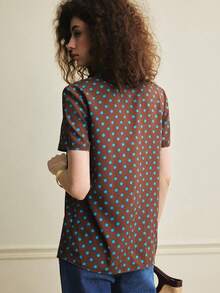 Écloséra Bluză vintage cu buline pentru femei, cămașă casual cu buline pentru femei, primăvară/vară - Multicolor - Vizualizare 2