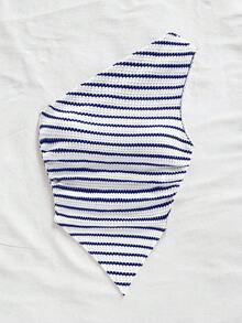 Soleia Women's Vacation Black & White Knit Textured Asymmetric Twist Bust Ruffle Hem Bodycon Mini Dress - Blue and White - View 4