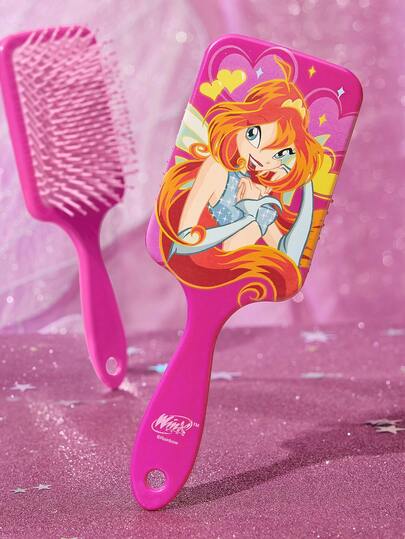The Winx X SHEIN Pettine da massaggio per donne, spazzola districante volumizzante, pettine da massaggio per capelli lunghi da donna con design traforato per uso domestico, spazzola per acconciatura per uso bagnato e asciutto, accessori per capelli, prodotti per capelli per parrucchieri, saloni di bellezza, accessori per capelli da donna