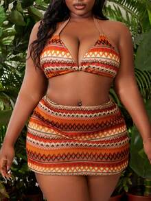 Slaydiva Plus Size Women's Fashionable Bohemian Style Bikini Top, Suitable For Beach Wear In Summer - Multicolor - View 2