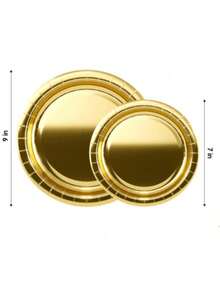 48/100pcs 7-Inch And 9-Inch Gold Foil Edge Paper Plates, Disposable White Paper Plates, Suitable For Birthday, Wedding, Christmas, New Year, Bridal Shower Party - Gold - View 3