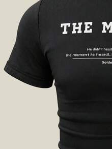 Manfinity Dauomo Áo thun nam tay ngắn ôm sát, gợi cảm, họa tiết đường phố cá tính, chất liệu co giãn cao, thích hợp cho tập luyện thể dục thể thao, phong cách Y2K. - Nhiều màu - Xem 3