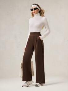 OutZeal Women Soft Fleece Light Warmth High Waistband Straight Leg Sports Pants Winter Fall Daily Casual - Brown - View 6