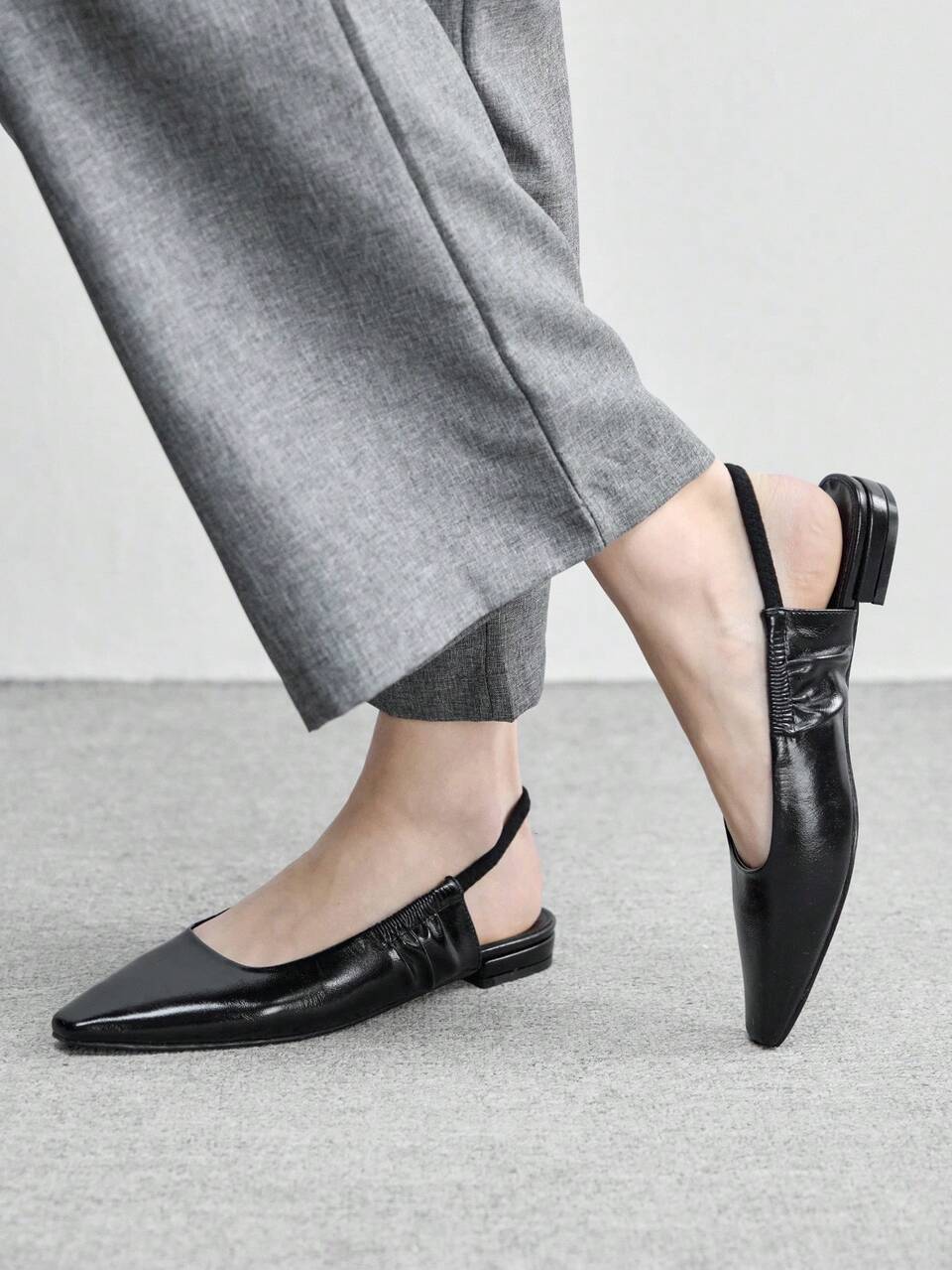 CUCCOO BIZCHIC Women's Shoes Slingback Closed Toe Black Versatile Flat Heel Sandals Summer Shoes