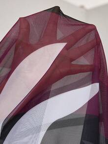 SHEIN CURVE+ Plus Size Women Chest Decor Design Beach Vacation One-Piece Swimsuit - Burgundy - View 7