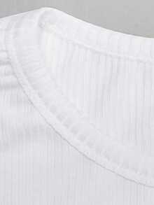 SHEIN Girlism 2pcs Tween Girls Casual Ribbed Star Print T-Shirt And Ruched Pants Set - Black and White - View 7