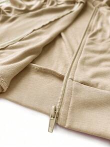 Maweii 大码女式性感连帽长袖束腰卫衣和喇叭裤两件套，弹力舒适，休闲街头风，日常穿着 - 彩色 - 查看 7