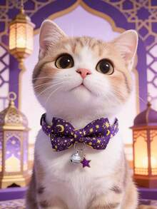 PETSIN 1 件装宠物星月项圈，颈围可调节，猫狗项圈，宠物节日礼物，斋月生日宠物配饰，宠物用品 - 彩色 - 查看 9