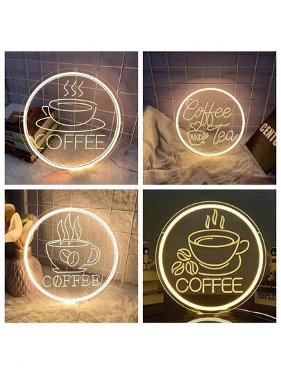 1PC Coffee Neon Sign,Multi-Purpose, Wall Hanging Decoration For Coffee Bar, Tea Station, Restaurants, Farm, Kitchen,Coffee Shop Dessert Store Bag Shop Sign Hanging Wall Shop Window Decorative Light