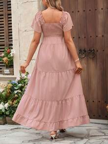 SHEIN Robe de maternité à volants et confortable - Vieux Rose - Voir 2