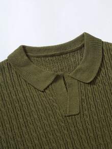 Manfinity Homme Top tricoté à manches courtes minimaliste de couleur unie pour homme - Vert - Voir 4