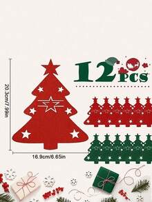 12 Pieces Christmas Tree Silverware Holders, Felt Tableware Bags Christmas Table Decorations, Christmas - Multicolor - View 10