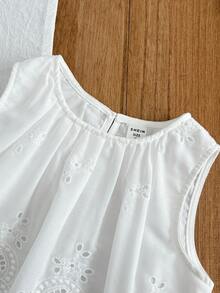 Emery Rose Kids Emery Rose Kids 两件套女童纯色梭织无袖上衣和长裤套装 - 白色 - 查看 7