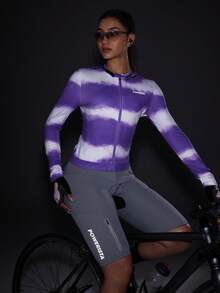 Powerista Women's Breathable Tie-Dye Zipper Front Thumb Hole Cycling Jersey