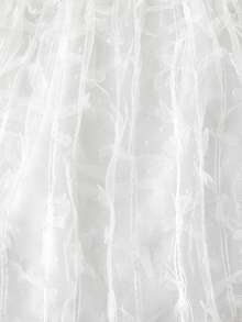 SHEIN 少女甜美优雅白色刺绣3D蝴蝶结网纱A字公主迷你裙，日常百搭，优雅可爱，甜美可人。 - 白色 - 查看 3