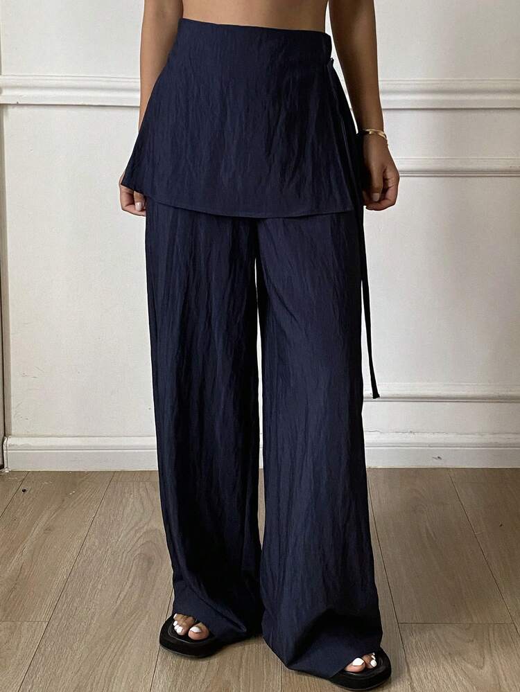 Women's Casual Loose 2 In 1 Drawstring Elegant Pants, Spring/Autumn