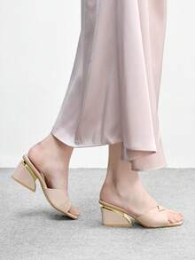 CUCCOO BIZCHIC Women's Square Toe Elegant High Heel Slide Sandals, Suitable For Daily Wear - Apricot - View 4