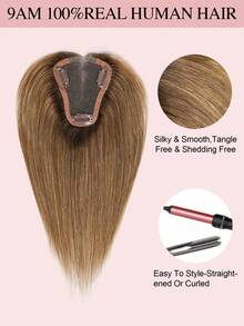 Pieza superior de cabello humano virgen con clips color marrón oscuro, piezas de cabello para mujeres con cabello ralo o pérdida de cabello - S4/27 - Ver 12
