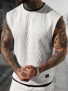 Manfinity Homme 男士舒适圆领畅销二合一背心，适合男士休闲度假、简约办公、简约商务、日常约会、居家休闲、时尚派对、聚餐等场合，自用或送礼皆宜。山本耀司春秋畅销背心。 - 黑與白 - 查看 4