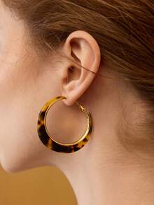 MOTF PREMIUM LEOPARD PRINT HOOP EARRINGS, RETRO CHIC EXAGGERATED EAR CLIPS EARRINGS FOR WOMEN