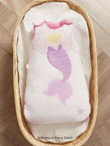 Cozy Pixies 1件装 Oeko-Tex 认证双面卡通美人鱼尾巴印花婴儿睡袋，柔软舒适，适合秋冬季日常使用。