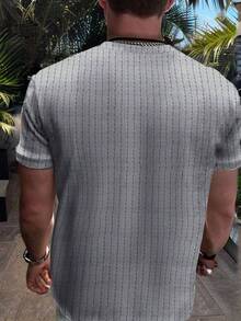 SLATEMANN Men's Solid Color Round Neck Slim Fit Casual Versatile Short Sleeve T-Shirt - Light Grey - View 2