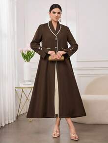 Al Najma Women's Elegant Daily Traditional Versatile Loose Arabic Abaya - Brown - View 4