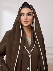 Al Najma Women's Elegant Daily Traditional Versatile Loose Arabic Abaya - Brown - View 6