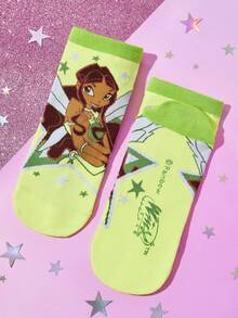 The Winx X SHEIN 6 đôi tất cổ ngắn mềm mại, thoáng khí, thấm hút mồ hôi dành cho nữ và bé gái, họa tiết hoạt hình dễ thương, thời trang và đáng yêu, màu kẹo ngọt, mũi và gót được gia cố để tăng độ bền, phù hợp mọi mùa hè và đông, họa tiết đồ họa, phong cách Y2K. - Nhiều màu - Xem 15