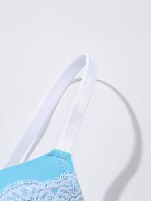 DesireSculpt 1件蕾丝拼接性感聚拢浪漫无钢圈文胸，适合小胸女性 - 彩色 - 查看 6