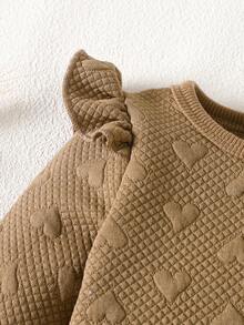 SHEIN Playful Pals طقم بنطلون ولباس علوي كاجوال بأكمام طويلة للبنات الصغيرات، خريف/شتاء - بني - مشاهدة 4