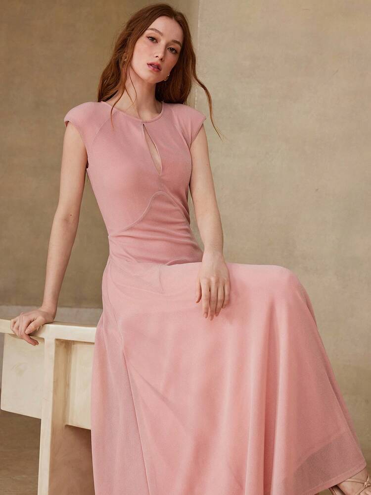 WOMEN'S STRUCTURED A-LINE LONG DRESS, SPRING/SUMMER