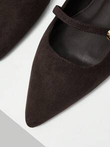 Mnmlis Women's Buckle Design Casual Versatile Flat Shoes Valentine's Day - Chocolate Brown - View 4