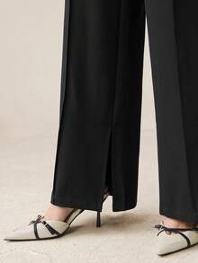 SHEIN Tall CURVE 新款加大码女式高个女孩黑色休闲蕾丝拼接阔腿裤，高腰设计，显瘦显腿长，适合高个女性。适合所有季节和场合，适合高个女孩和女性，夏季阔腿裤，夏季休闲装，夏季度假装，女士长裤，春季装，阔腿裤，办公裤，优雅裤，休闲裤，夏季高腰显瘦阔腿裤，优雅女士礼服裤，优雅派对裤，女士优雅裤，优雅长裤，女士度假装，女士假日装，夏季假日装服装、夏季度假服装、女士休闲裤、女士性感裤、狂欢节服装、2026年狂欢节女士造型、2026年狂欢节女士服装、狂欢节女士服装 - 黑色 - 查看 8