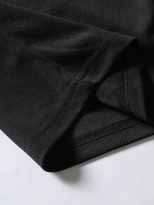 ROMWE MEN Prep Men's Contrast Color V-Neck Front Button Casual Loose Fit Shirt, Versatile For Summer - Black - View 5