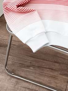 Manfinity Joysei 男士休闲红色渐变条纹套头卫衣，春季款 - 紅色 - 查看 3