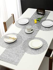 1-5 Piece Gold Hollow-Out Placemat And Table Runner Set, Washable, Easy To Clean, Wipe-Off, Non-Slip, Heat-Resistant, Placemats, Holiday Wedding Party Decorations - Multicolor - View 20