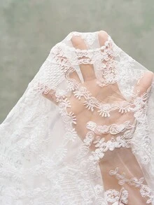 Bohemela 女士休闲纯色编织蕾丝长袖荷叶边迷你连衣裙 - 白色 - 查看 9