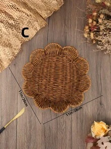 Cesta de almacenamiento de estilo de ratán tejido creativo, cesta de almacenamiento multicompartimento para la sala de estar - Café integral - Ver 7