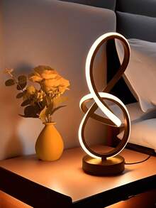 8字形LED台灯，创意设计，适用于家庭、卧室、办公室、书房，三种颜色灯光营造装饰氛围 - 多色 - 查看 2