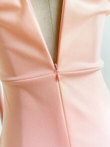 Elamini Vestido elegante de halter plisado de color rosa con estilo de sirena para mujer - Rosa Chicle - Ver 5