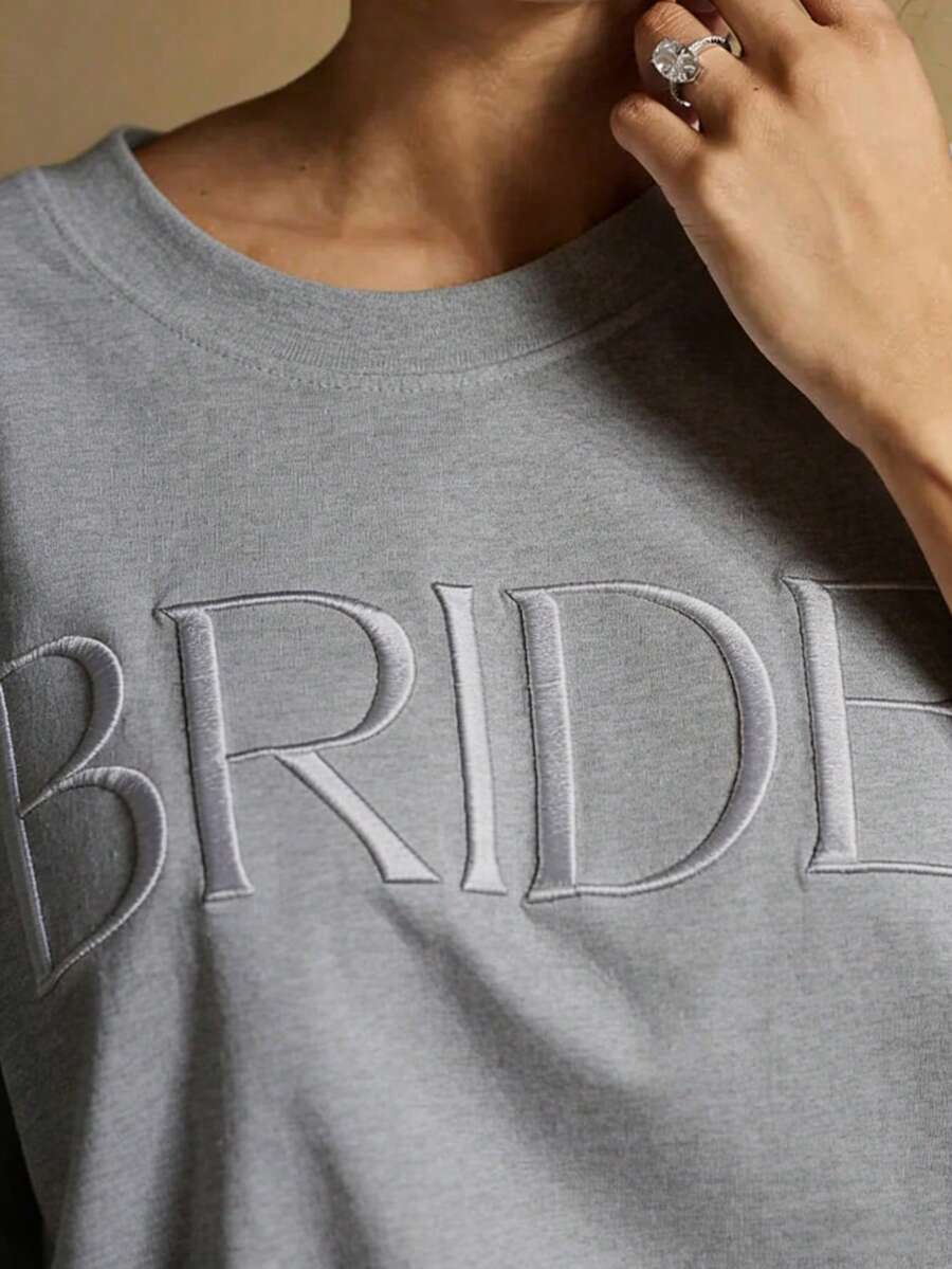 SHEIN LUNE BRIDE Embroidered Comfortable Casual Short Sleeve White Embroidered Shirt - Dark Grey - View 1