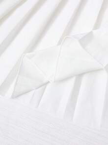 SHEIN 两件套少女多巴胺灵感印花针织开衫和纯色百褶裙，活力春季套装 - 白色 - 查看 8