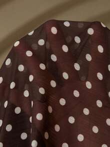 Aveloria Rosie 立领长袖衬衫，蝴蝶结袖口，波点内衬 - 棕色 - 查看 7