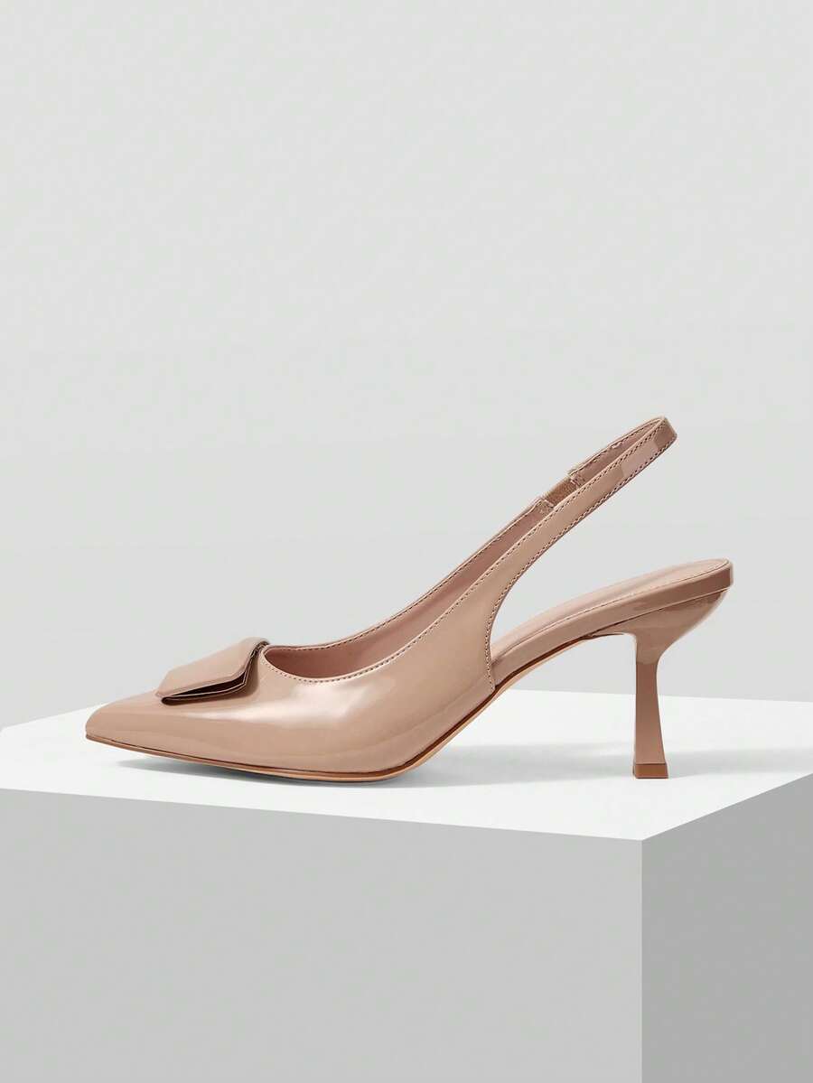 Mnmlis 女士时尚优雅尖头高跟鞋 - 杏色 - 查看 1
