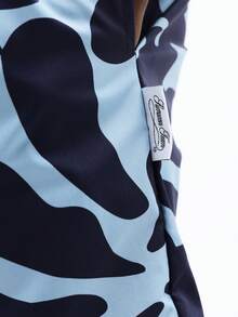 SUMWON Tropical Leaf Print Swim Trunks With Elastic Waistband And Side Pockets For Beach Vacation Summer Swimming - Blue - View 6