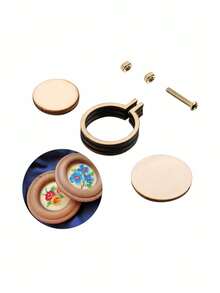 10pcs Mini Embroidery Hoop Ring Wooden Cross Stitch Frame Handmade Pendant Crafts Embroidery Kit - As Picture - View 2